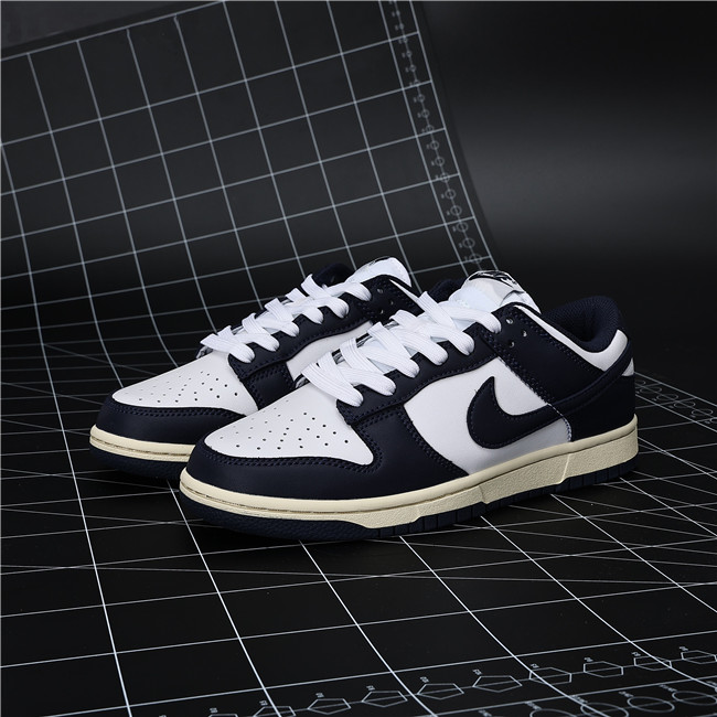 Women's Dunk Low Navy/White Shoes 256